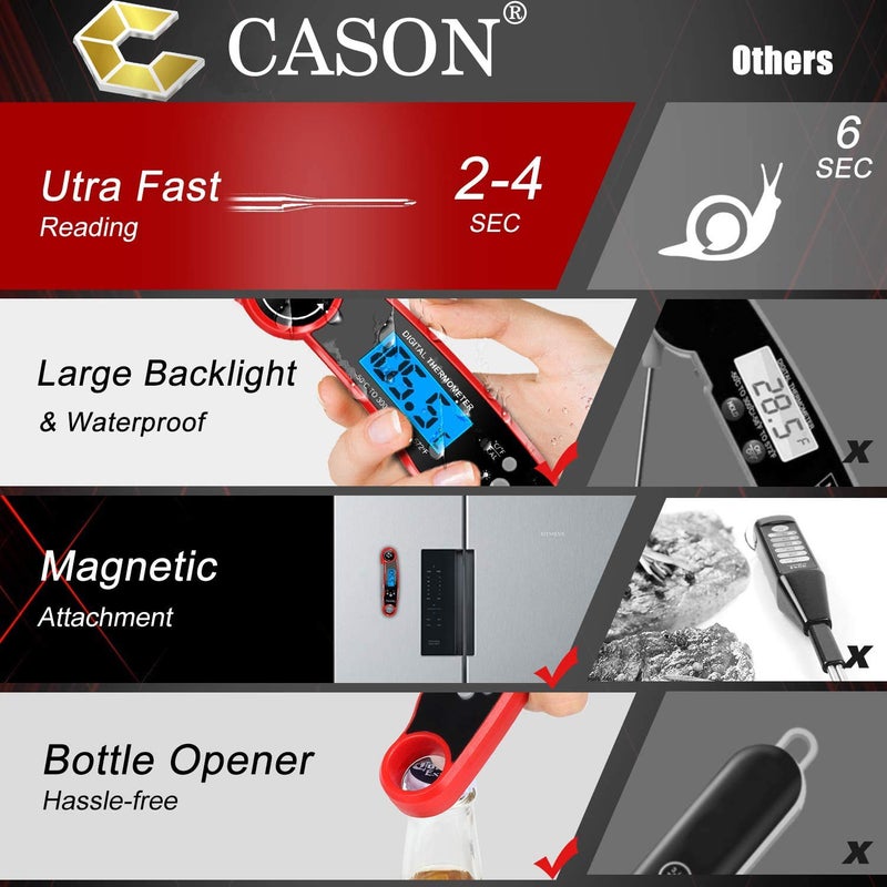 C DEVICE CASON (DEVICE OF C) Plastic -ABS Proffesional Waterproof Digital Lcd Cooking Food Thermometer/Kitchen Thermometer For Cooking Bbq/Barbeque Thermometer Temperature Test Pen (Red), ABS - Image 5