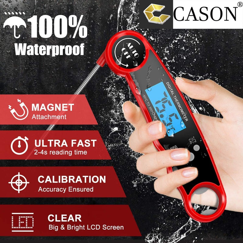 C DEVICE CASON (DEVICE OF C) Plastic -ABS Proffesional Waterproof Digital Lcd Cooking Food Thermometer/Kitchen Thermometer For Cooking Bbq/Barbeque Thermometer Temperature Test Pen (Red), ABS - Image 2