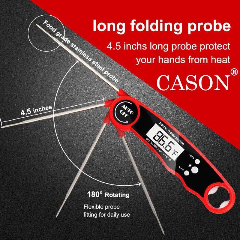 C DEVICE CASON (DEVICE OF C) Plastic -ABS Proffesional Waterproof Digital Lcd Cooking Food Thermometer/Kitchen Thermometer For Cooking Bbq/Barbeque Thermometer Temperature Test Pen (Red), ABS - Image 3