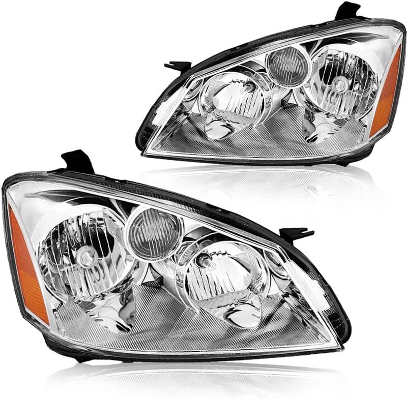 SOCKIR Headlight Assembly Pair for 2005-2006 Nissan Altima 4-Door Sedan Halogen Headlamp (Chrome) - Image 1