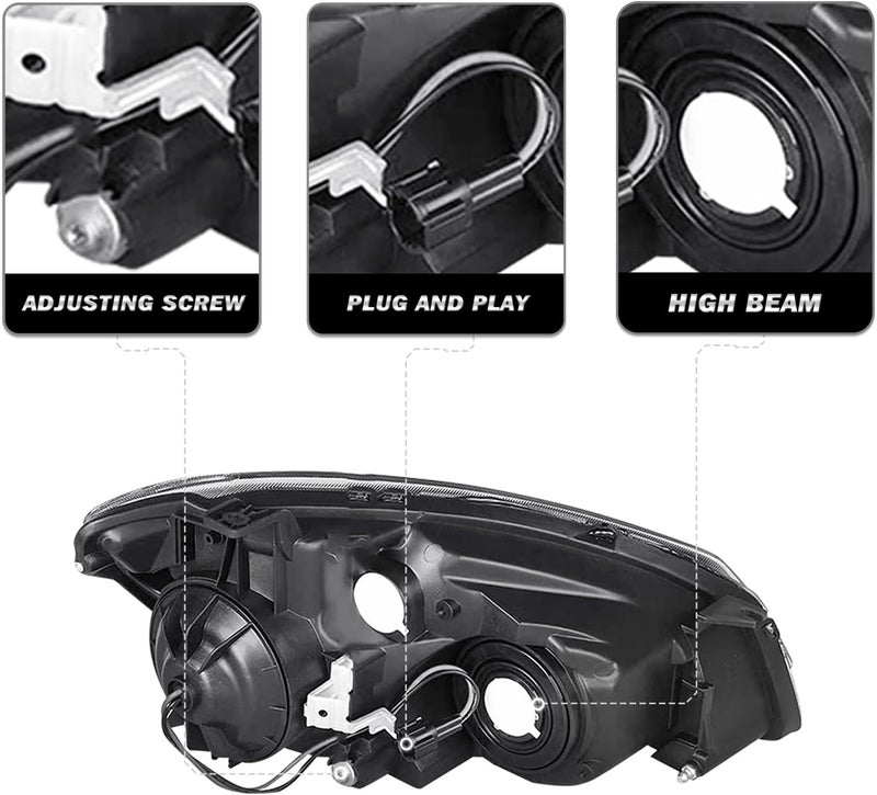 SOCKIR Headlight Assembly Pair for 2005-2006 Nissan Altima 4-Door Sedan Halogen Headlamp (Chrome) - Image 3