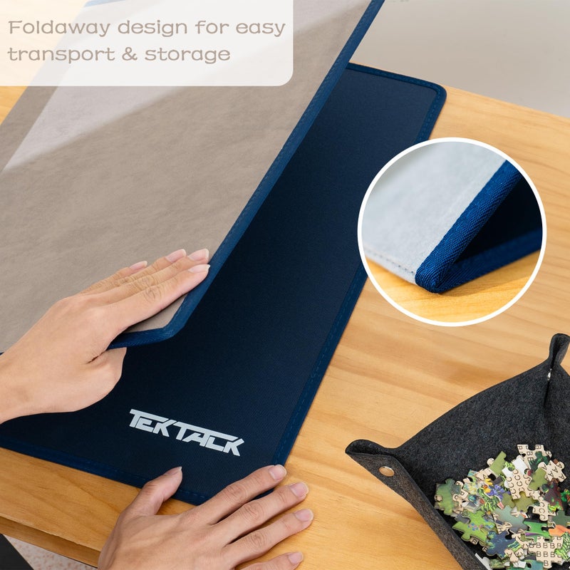Tektalk Foldable Jigsaw Puzzle Board with 6 Sorting Trays NonSlip Surface Up to 1000 Pieces Gray - Image 3