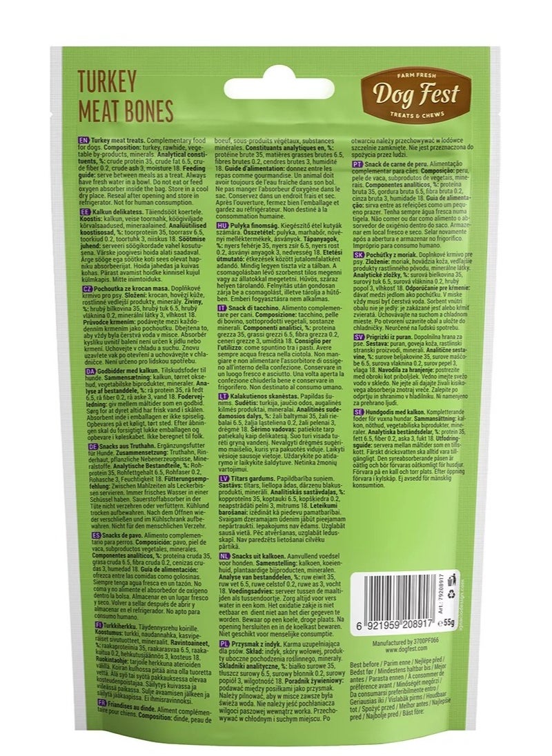 Dog Fest - Dog Fest Turkey Meat Bones For Small Breeds[Weight - 55g] - Image 1