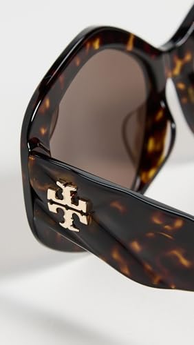 Tory Burch Women's 0TY7217U Round Sunglasses, Dark Tortoise, Brown, One Size - Image 3