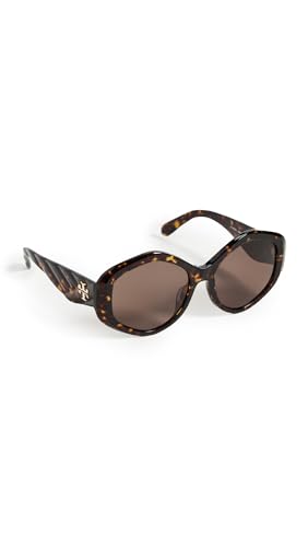 Tory Burch Women's 0TY7217U Round Sunglasses, Dark Tortoise, Brown, One Size - Image 4