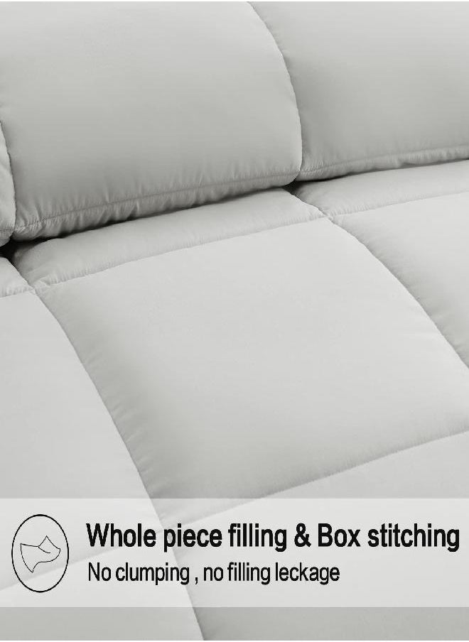 EASELAND EASELAND All Season Full Size Soft Quilted Down Alternative Comforter Reversible Duvet Insert with Corner Tabs,Winter Summer Warm Fluffy,Light Grey,82x86 inches  - Image 2