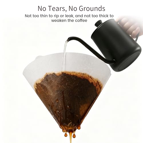Clinuse Cone Coffee Filters #2, 200 Count White Size 02 Coffee Filter, Disposable Natural Paper Filters 2-4 Cup, 02 Cone Filters for Pour Over and Drip Coffee Maker - Image 3