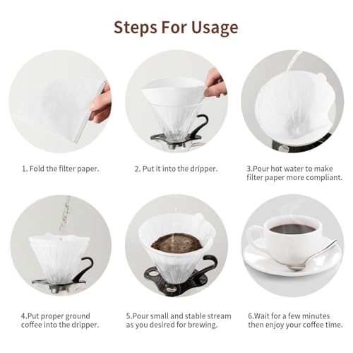 Clinuse Cone Coffee Filters #2, 200 Count White Size 02 Coffee Filter, Disposable Natural Paper Filters 2-4 Cup, 02 Cone Filters for Pour Over and Drip Coffee Maker - Image 4