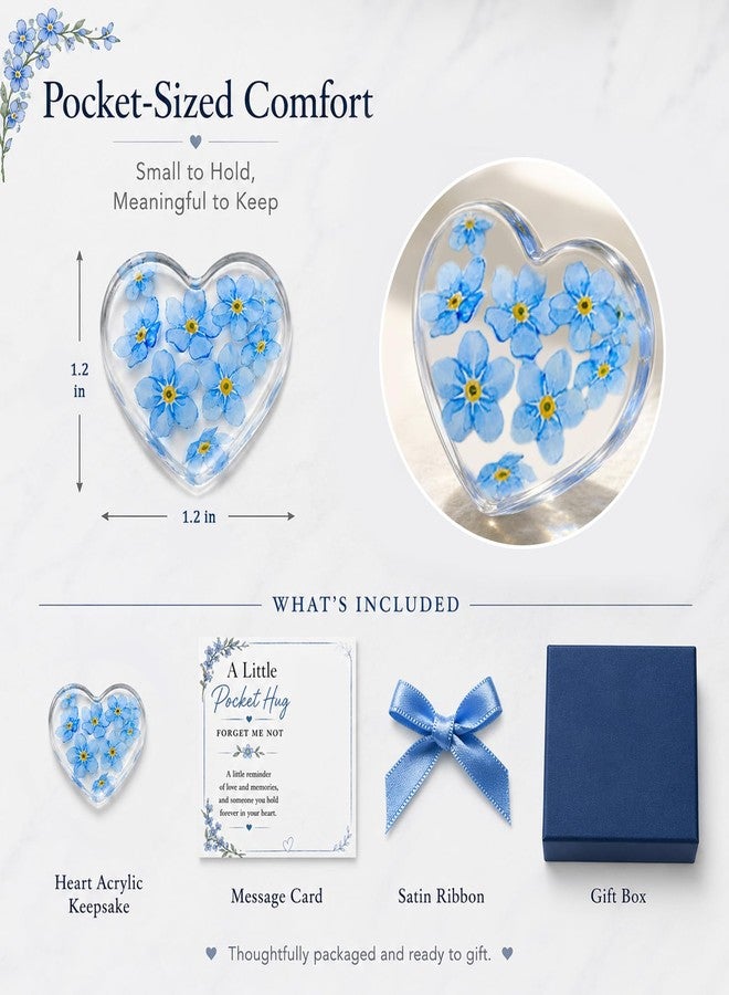 WCDHOR Pocket Hug Gift for Loss of Loved One, Forget Me Not Memorial Keepsake Card with Acrylic Forget Me Not Heart, Bereavement Sympathy Gift, Father’s Day Remembrance Gift, Thinking of You Grief Support Gift for Friend Family - Image 2