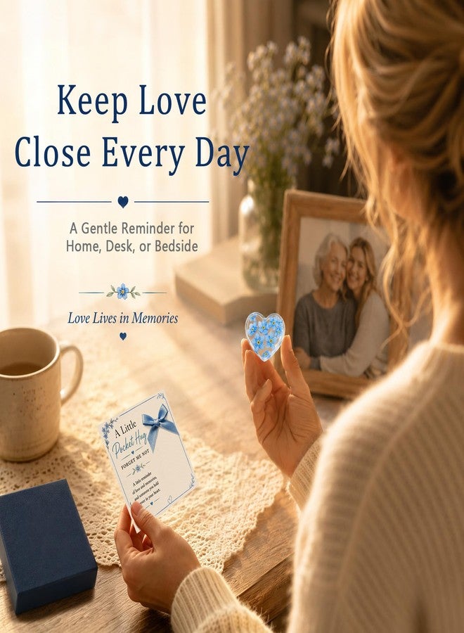 WCDHOR Pocket Hug Gift for Loss of Loved One, Forget Me Not Memorial Keepsake Card with Acrylic Forget Me Not Heart, Bereavement Sympathy Gift, Father’s Day Remembrance Gift, Thinking of You Grief Support Gift for Friend Family - Image 4