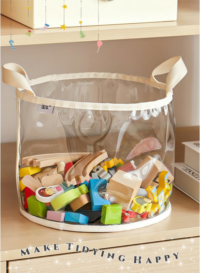 Clear Kids Toy Storage Basket with Handles,Baby Toy Storage Organizer,Storage Box,Storage Bin ,Large 19L PVC Basket for Daily Playroom Organization, kindergarten Sorting Rack, Odorless, Waterproof, Soft & Safe for Easy Cleaning (30 X 26cm) - Image 3