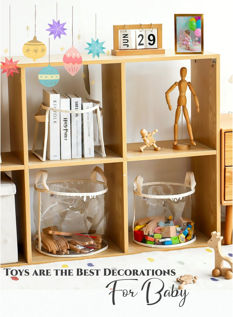 Clear Kids Toy Storage Basket with Handles,Baby Toy Storage Organizer,Storage Box,Storage Bin ,Large 19L PVC Basket for Daily Playroom Organization, kindergarten Sorting Rack, Odorless, Waterproof, Soft & Safe for Easy Cleaning (30 X 26cm) - Image 4