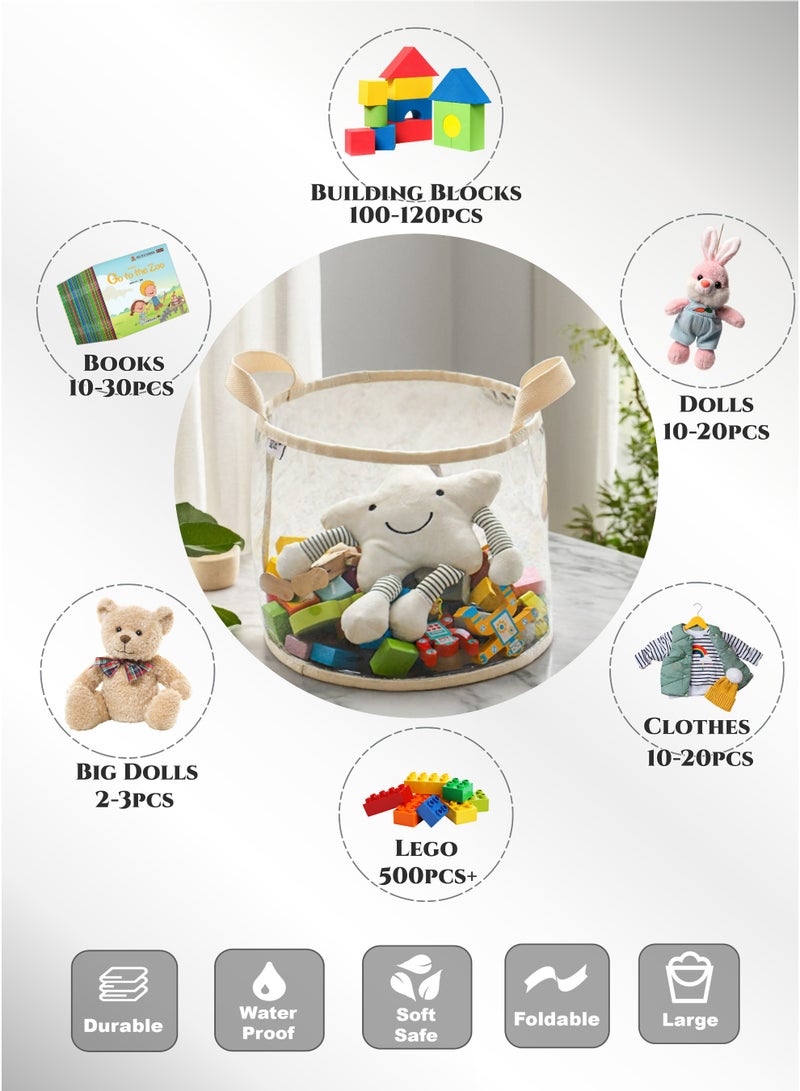 Clear Kids Toy Storage Basket with Handles,Baby Toy Storage Organizer,Storage Box,Storage Bin ,Large 19L PVC Basket for Daily Playroom Organization, kindergarten Sorting Rack, Odorless, Waterproof, Soft & Safe for Easy Cleaning (30 X 26cm) - Image 5