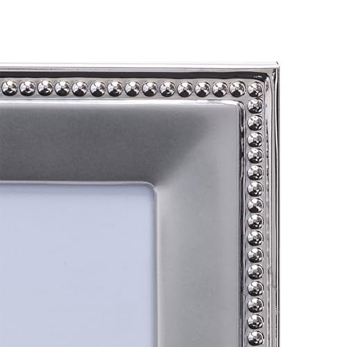 Malden International Designs 5294-57 Classic Silver Metal With Silver Beads 2-Tone Picture Frame, 5x7, Silver - Image 3