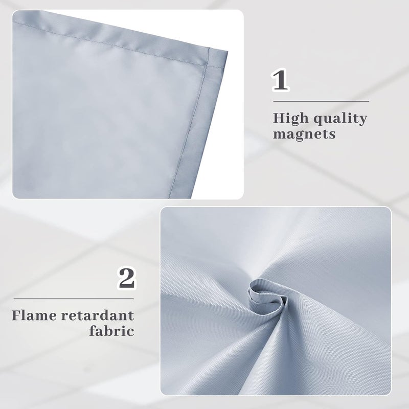 Hortsun أغطية مصابيح فلورية من هورتسون 4 عبوات 4 × 2 قدم غطاء مغناطيسي للسقف المعلق مصفاة ظل السقف الفلوري للمكتب والفصل الدراسي والمنزل والمستشفى - رمادي - Image 5