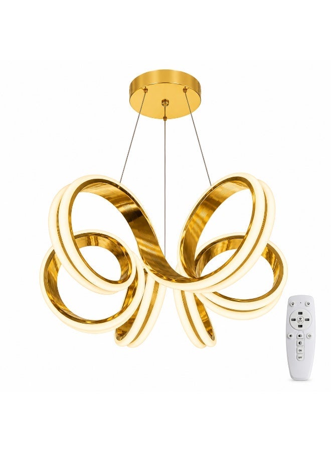 Modern LED gold chandelier with white light and remote control; sleek, luxurious design for reception, living room, and bedroom. - Image 3