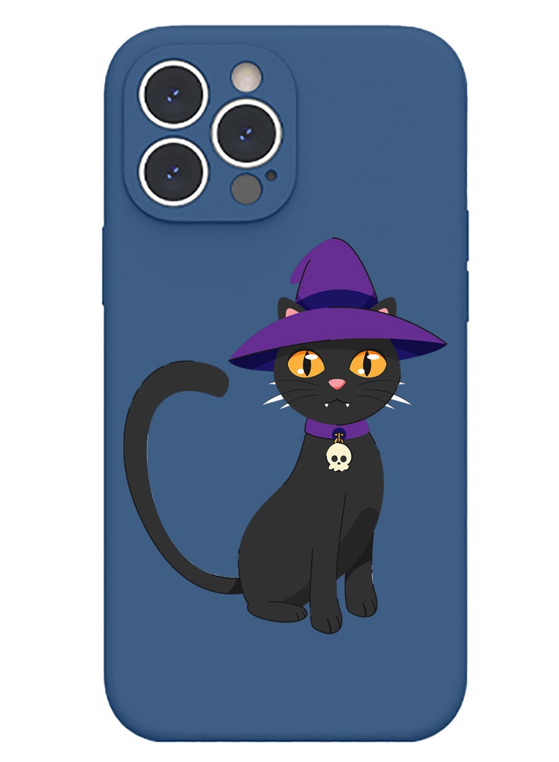 Theodor Protective Slim Fit Case Liquid Silicone Cover with Full Body Protection Anti-Scratch Shockproof Case For iPhone 14 Pro Blue  - Cat Wink - Image 1