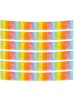 Excefore 6 Pack 10 Feet Foil Fringe Garland Metallic Tinsel Streamers Banner Wall Hanging Backdrop Banner for Parade Floats, Valentine's Day, Wedding, Birthday, Mardi Gras Party Decorations, Light Rainbow  - Image 1