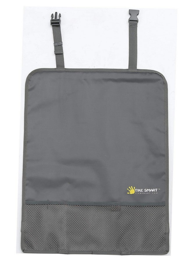 TIKE SMART Luxury Clean-Edge Kick Mat w/Mesh Pocket - Seat Back Protector and Seat Cover with Invisible Strap and Stiff Edging - Gray/Grey (1 Mat) - Image 1