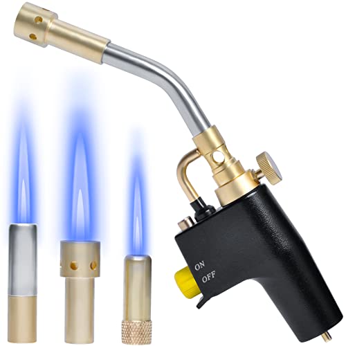 Wadoy Propane Torch Head Kit with 3 Nozzles, High Intensity Trigger-Start Soldering Torch Compatible with Bernzomaticc MAPP Propane for Soldering, Brazing, Welding, Map Gas Torch Head TS8000 - Image 1