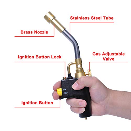 Wadoy Propane Torch Head Kit with 3 Nozzles, High Intensity Trigger-Start Soldering Torch Compatible with Bernzomaticc MAPP Propane for Soldering, Brazing, Welding, Map Gas Torch Head TS8000 - Image 5