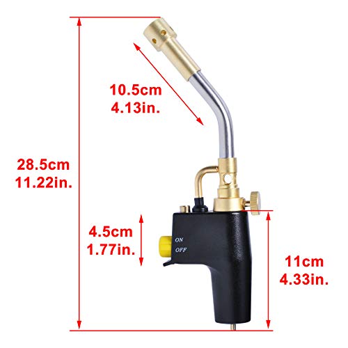 Wadoy Propane Torch Head Kit with 3 Nozzles, High Intensity Trigger-Start Soldering Torch Compatible with Bernzomaticc MAPP Propane for Soldering, Brazing, Welding, Map Gas Torch Head TS8000 - Image 4