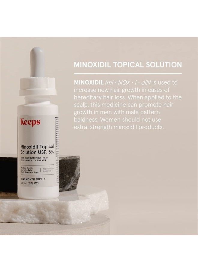 Keeps - Extra Strength Minoxidil for Men Topical Hair Growth Serum, 5% Solution Hair Loss Treatment - 3 Month Supply (3 x 2oz Bottles with Dropper) - Slows Hair Loss & Promotes Thicker Hair Regrowth - Image 1