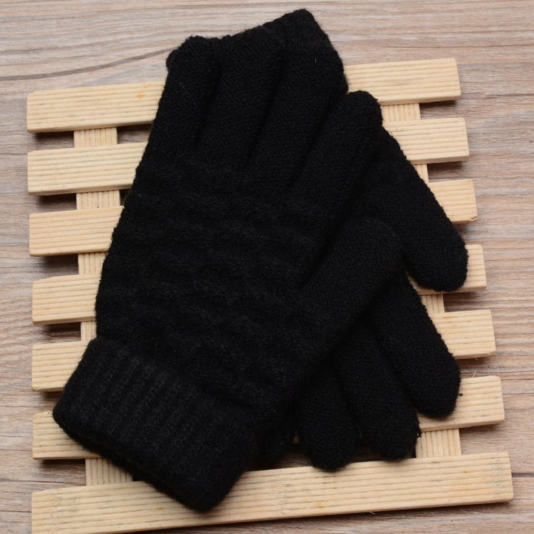 Winter Kids Warm Five-Finger Fleece Gloves White  - Image 2