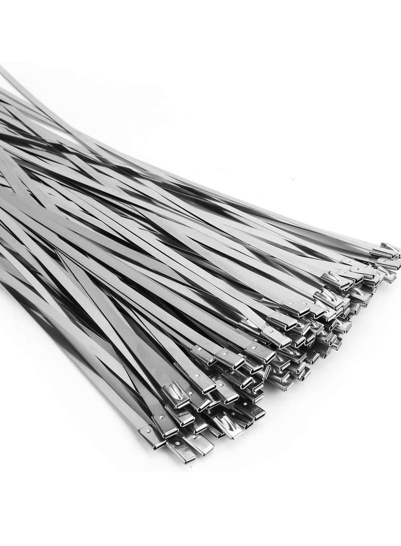 صن رايز ربطات كبل معدنية، 100 قطعة بطول 40 سم، مصنوعة من الفولاذ المقاوم للصدأ ومتعددة الاستخدامات، مثالية للمركبات، المزارع، الأسوار، تثبيت الأنابيب وغيرها من الاستخدامات - Image 1