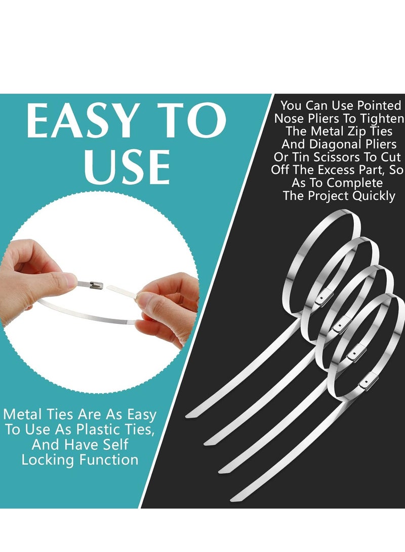 صن رايز ربطات كبل معدنية، 100 قطعة بطول 40 سم، مصنوعة من الفولاذ المقاوم للصدأ ومتعددة الاستخدامات، مثالية للمركبات، المزارع، الأسوار، تثبيت الأنابيب وغيرها من الاستخدامات - Image 2