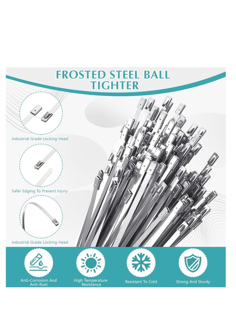 صن رايز ربطات كبل معدنية، 100 قطعة بطول 40 سم، مصنوعة من الفولاذ المقاوم للصدأ ومتعددة الاستخدامات، مثالية للمركبات، المزارع، الأسوار، تثبيت الأنابيب وغيرها من الاستخدامات - Image 3