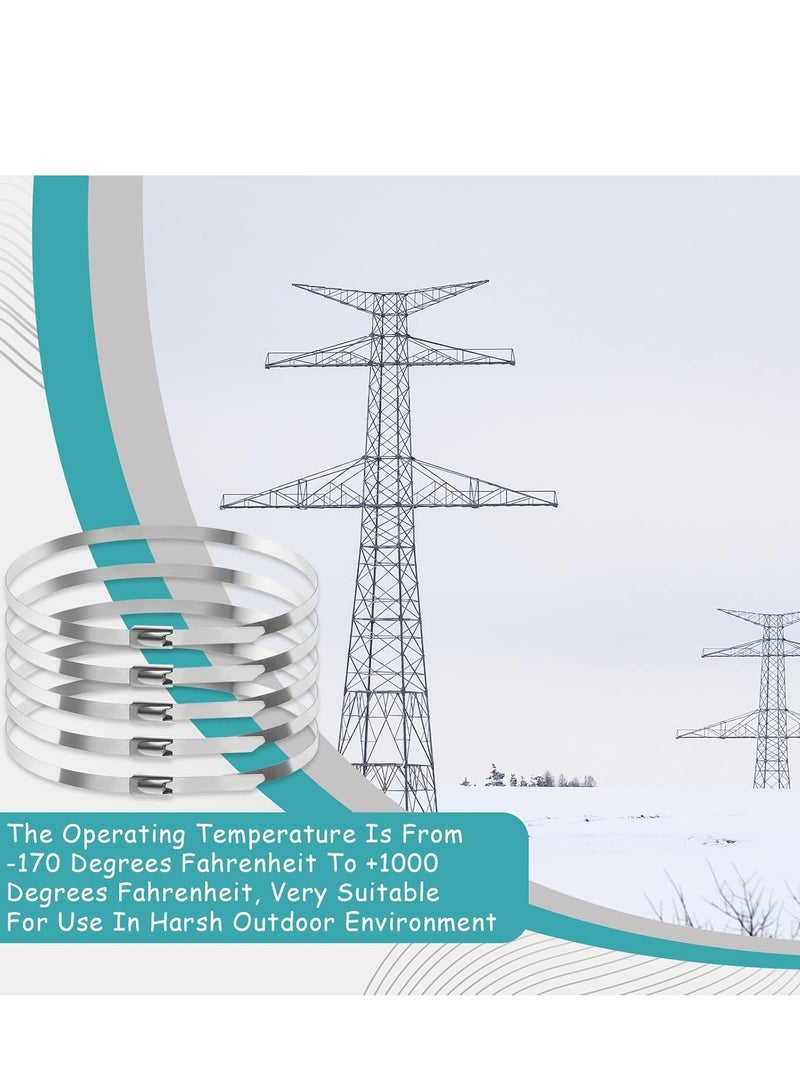 صن رايز ربطات كبل معدنية، 100 قطعة بطول 40 سم، مصنوعة من الفولاذ المقاوم للصدأ ومتعددة الاستخدامات، مثالية للمركبات، المزارع، الأسوار، تثبيت الأنابيب وغيرها من الاستخدامات - Image 5