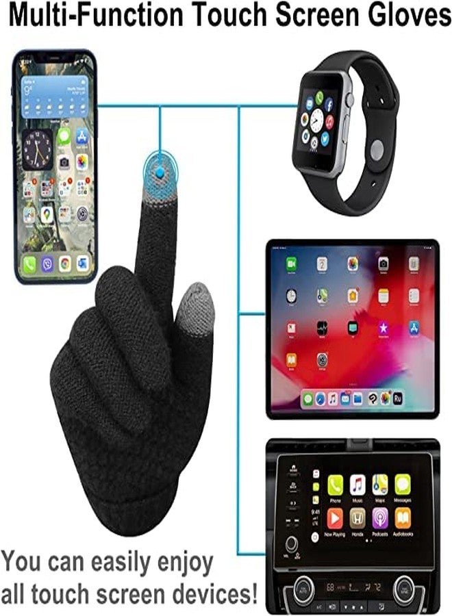 Missby® Winter Hat Scarf Gloves for Men Women - Fleece Lined Slouchy Beanie Snow Knit Skull Cap Circle Scarves Touch Screen Gloves (Black(NeckSet+Gloves)) - Image 2