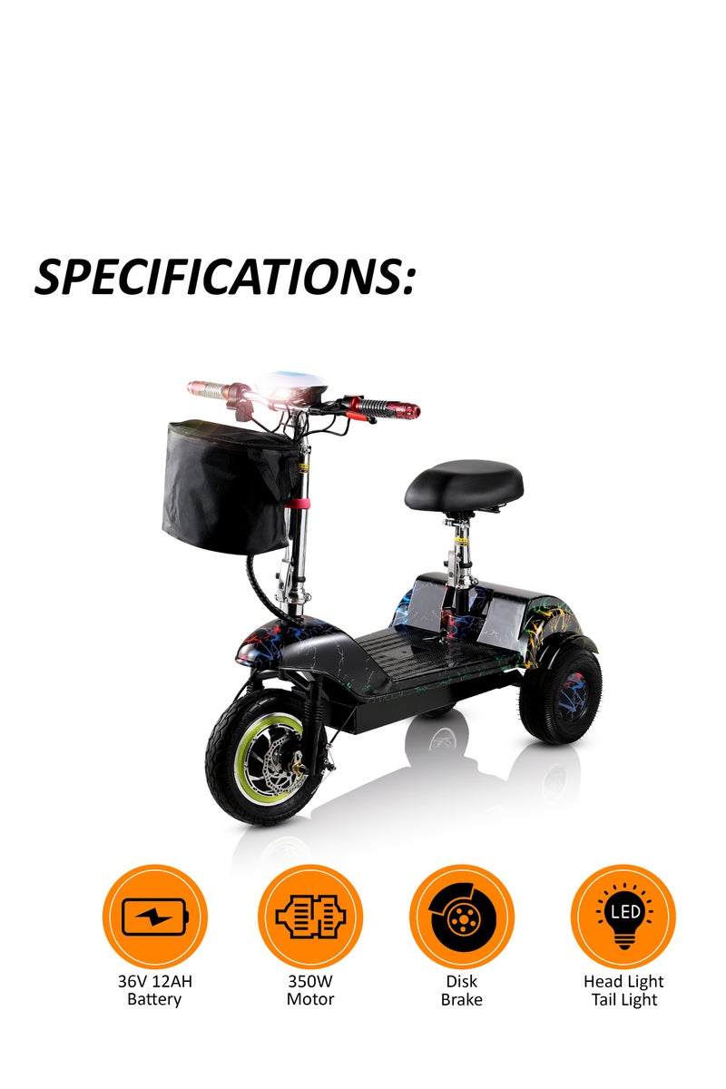 Mytoys Adult Electric Mobility Scooter MT640 350W Brushless Motor Max Speed 35Km/H Drive, Three Gear 12Inch Tire in Front, Rear Flashing Turn Signals, Folding Commuting Scooter 36V 12AhBattery - Image 2