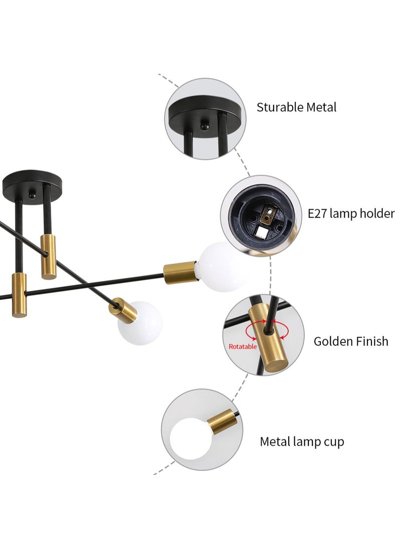 Goeco Industrial Style LED Chandelier 4 Lights E27 Base Black  - Image 4