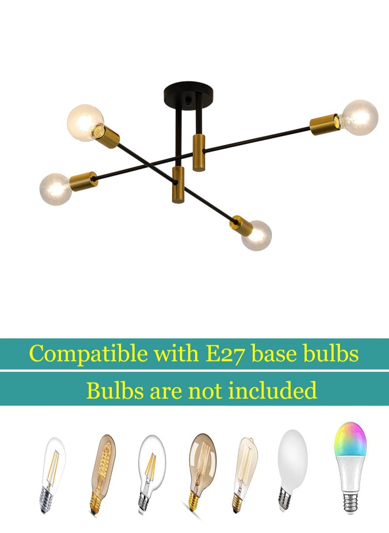 Goeco Industrial Style LED Chandelier 4 Lights E27 Base Black  - Image 5