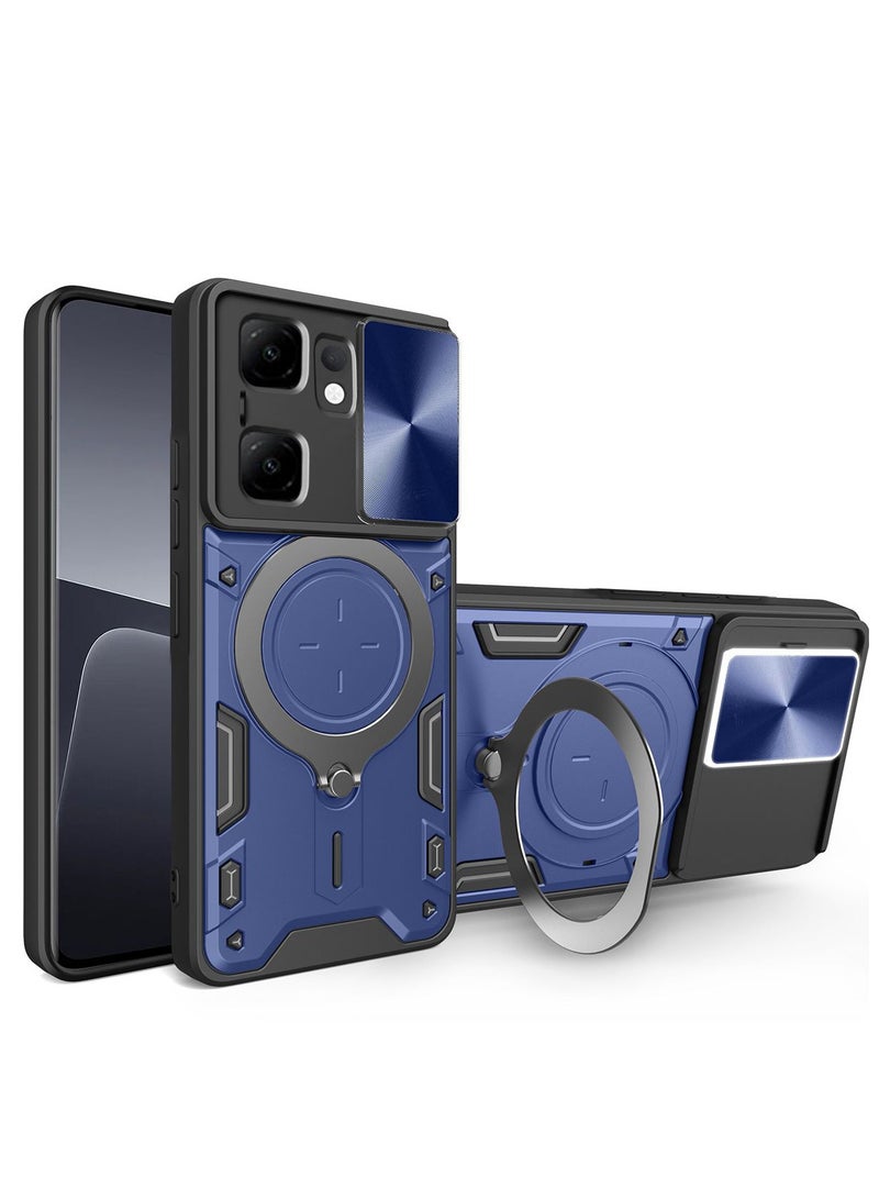 for Infinix Smart 9 / 9HD / Hot50i Case, Slide Camera Lens Cover, Magnetic Ring Holder Kickstand Protective Phone Case for Infinix Smart 9 / 9HD / Hot50i, Blue
