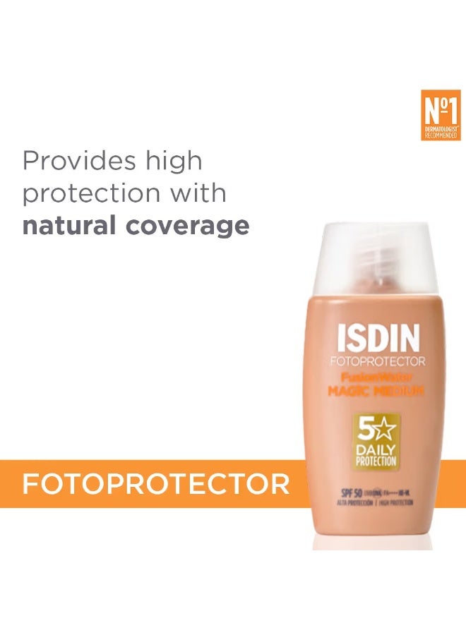 Isdinceutics ISDIN Fotoprotector Fusion Water Magic Medium SPF 50 | Daily Sunscreen With Natural Coverage | Lightweight & Non-Greasy Formula - Image 4
