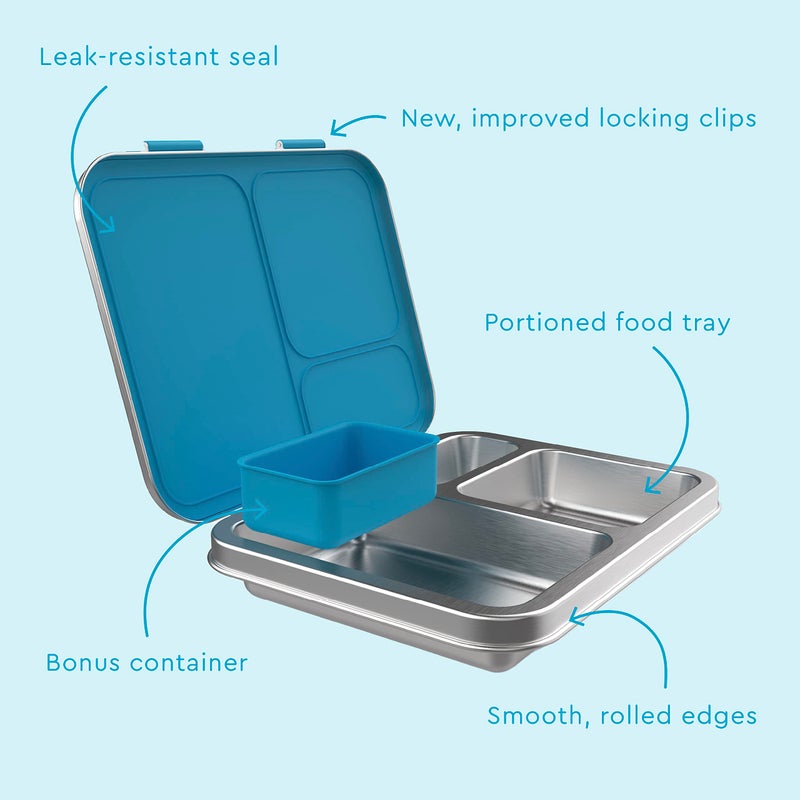 Bentgo Kids Stainless Steel Prints Leak-Resistant Lunch Box - 3-Compartment Bento Style Lunch Box with Bonus Container - Eco-Friendly, Dishwasher Safe, BPA-Free, Ages 3+ (Dinosaur) - Image 4