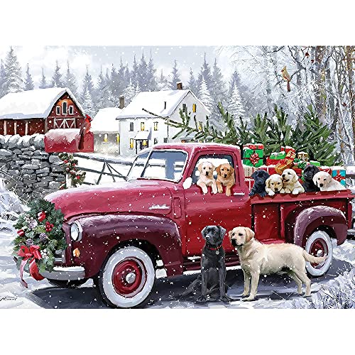 Bits and Pieces 1000 Piece Puzzles for Adults Large 20 x 27 Jigsaw Puzzles 1000 Pieces Red Truck Presents Dogs Random Die Cut No 2 Pieces Alike Christmas Delivery - Image 5