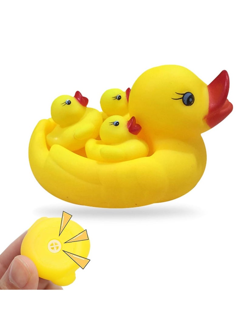 Loquat 4-Piece Duck Bath Toy Set, Lovely Duck Baby Bathtub Toys,Soft Floating Swimming Duck Water Toys,Duckie Family Bath Toy Set  Floats On Water Bath Toy - Image 1