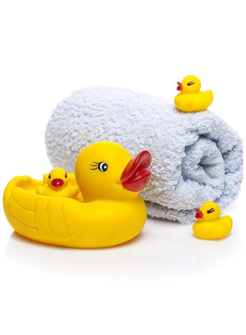Loquat 4-Piece Duck Bath Toy Set, Lovely Duck Baby Bathtub Toys,Soft Floating Swimming Duck Water Toys,Duckie Family Bath Toy Set  Floats On Water Bath Toy - Image 2