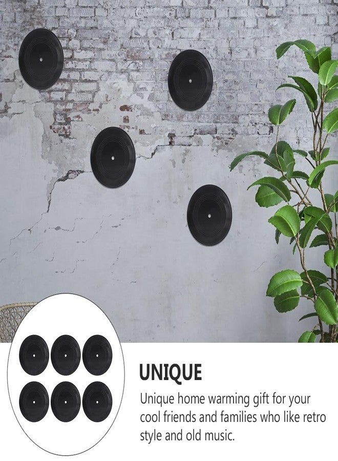 Garneck 6pcs Blank Vinyl Records Fake for Decoration Trendy Music Room Vinyl Record Wall Display Decorative Home Living Room Wall Art Decorations Black - Image 2