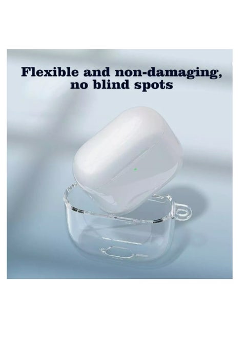 Transparent Case for Airpods 4 ,Cover Case Clear Silicone Case for Airpods 4 with Carabiner Keychain[Shockproof & Support Wireless Charging & LED Indicator]