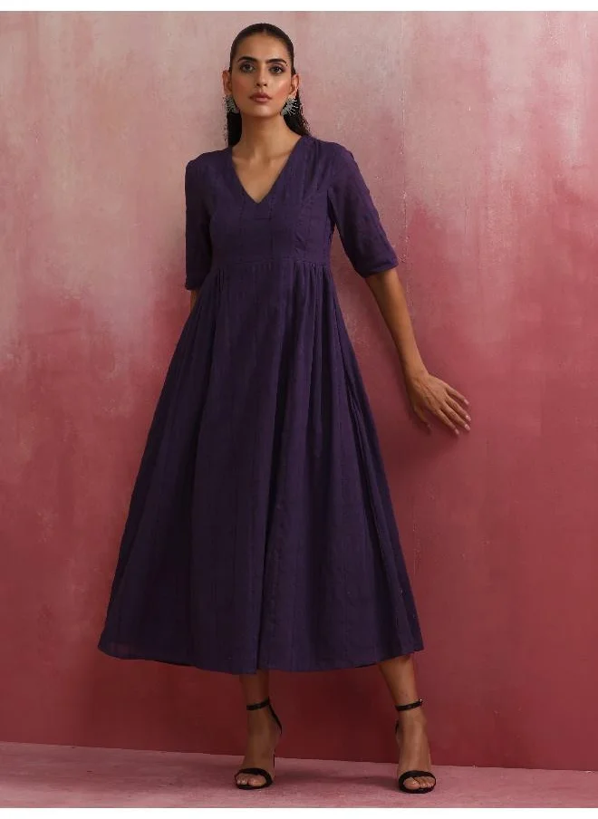 ترو برونز trueBrowns Purple Cotton Dobby Dress