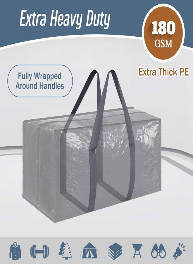FYGRIP 12 Pack Extra Heavy Duty Large Moving Bags with Strong Zipper & Comfortable Handles, Sturdy & Durable Clothes Storage Bags Totes Bins, Packing Moving Boxes for College Supplies, Gray - Image 2
