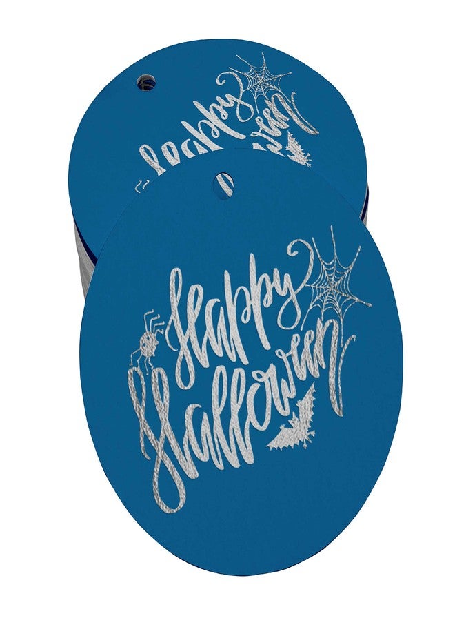 Inkdotpot Silver Foil Happy Halloween Halloween Tag Favor Hang Paper Tag 50 Piece - Image 1