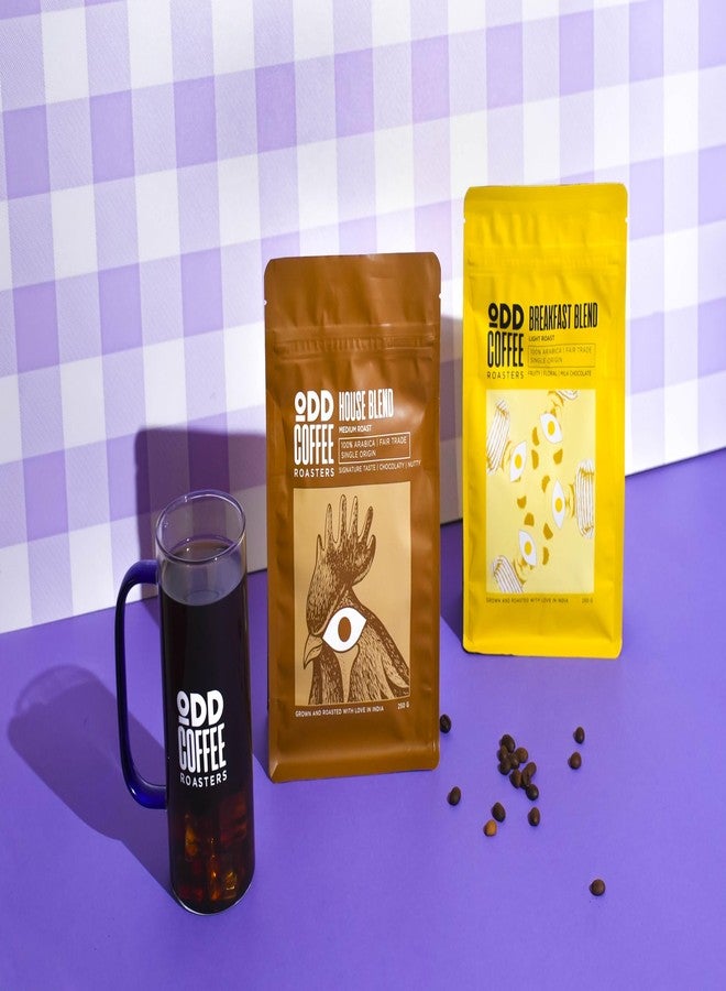 ODD COFFEE ROASTERS محمصة أود كوفي، قهوة مختصة، ٢٥٠ لكل عبوة (عبوتان) | مزيج الإفطار - تحميص خفيف - بنكهة الفواكه | مزيجنا الخاص - تحميص متوسط - مذاق مميز | مسحوق قهوة للتقطير، حبوب قهوة عالية الجودة - Image 2