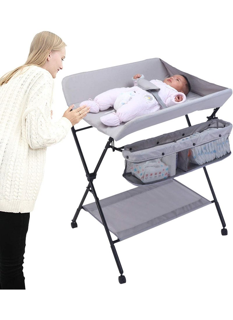 XiuWoo Foldable Baby Changing Table With Wheels And Storage Bag  - Image 4