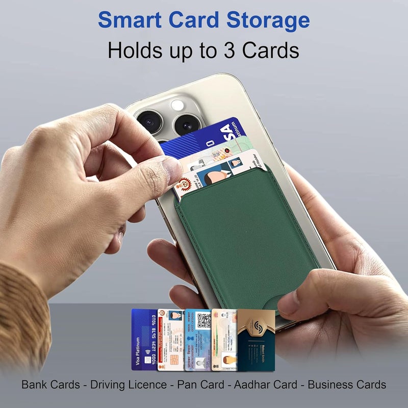 ZAPCASE محفظة ماغسيف، حامل بطاقات، محفظة مغناطيسية لآيفون | متوافقة مع جميع حالات ماغسيف | جلد نباتي | أخضر - Image 3